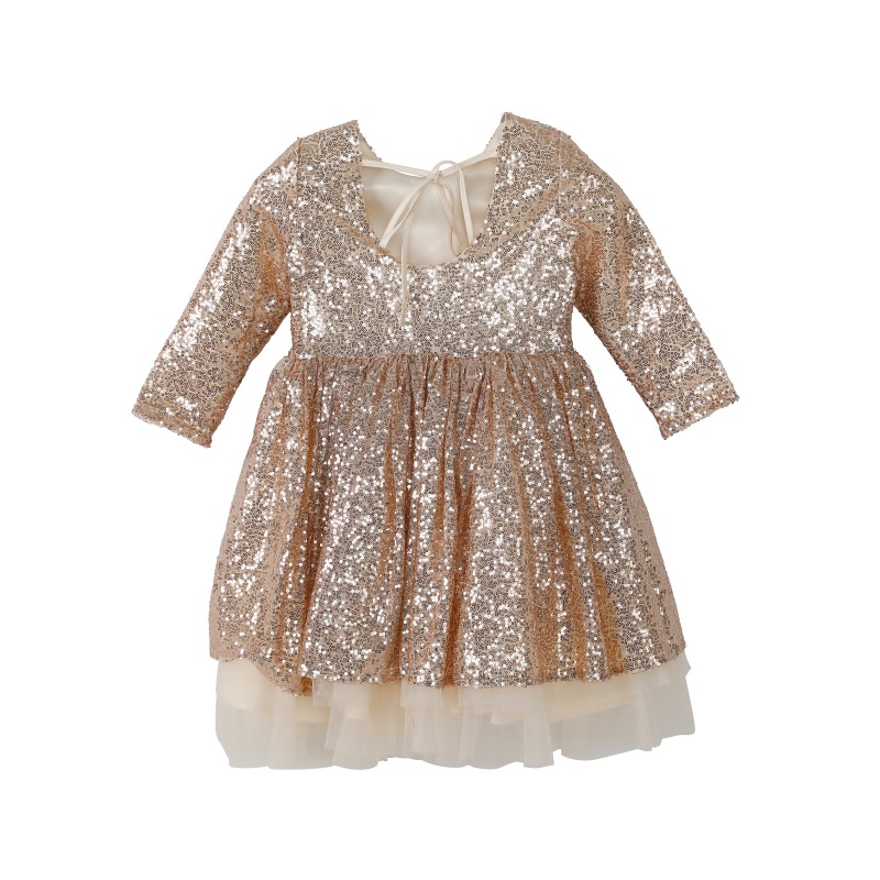 gold girls dress long sleeve