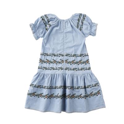 girls embroidery light blue dress