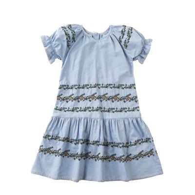 girls embroidery light blue dress