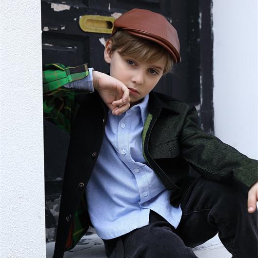 boys long sleeve contrast color dress shirt