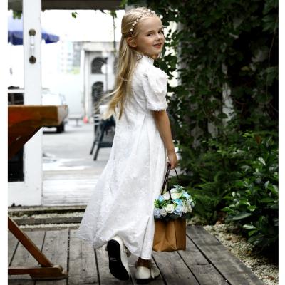 girls flower white dress