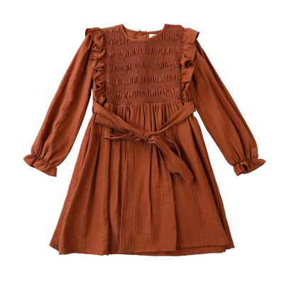 Western style round neck dresses girls