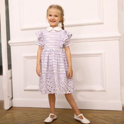girls embroidery light purple dress