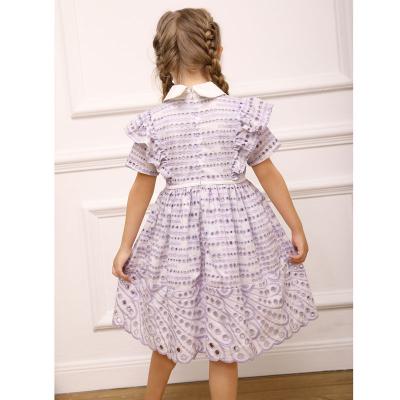 girls embroidery light purple dress