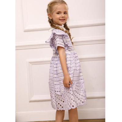 girls embroidery light purple dress