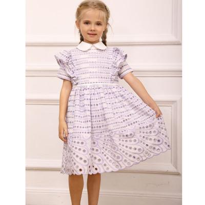girls embroidery light purple dress