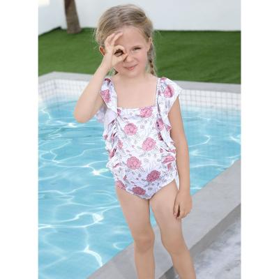 ruffles shoulder girls swimsuit