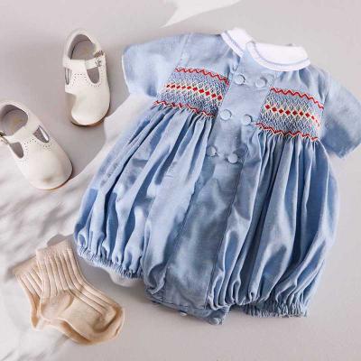 smocked baby bubble rompers
