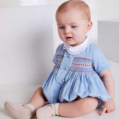 smocked baby bubble rompers