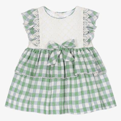Plaid Girls Dress With Bows