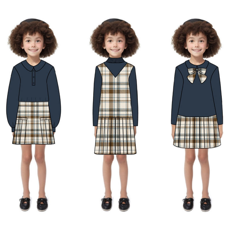 custom kids clothing plaid school uniform collection with your own brand name
